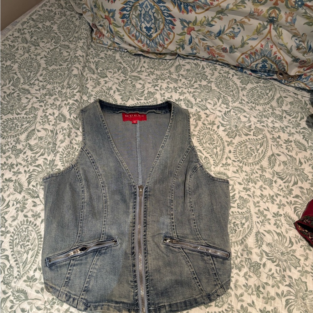 Guess Denim Vest with Zipper